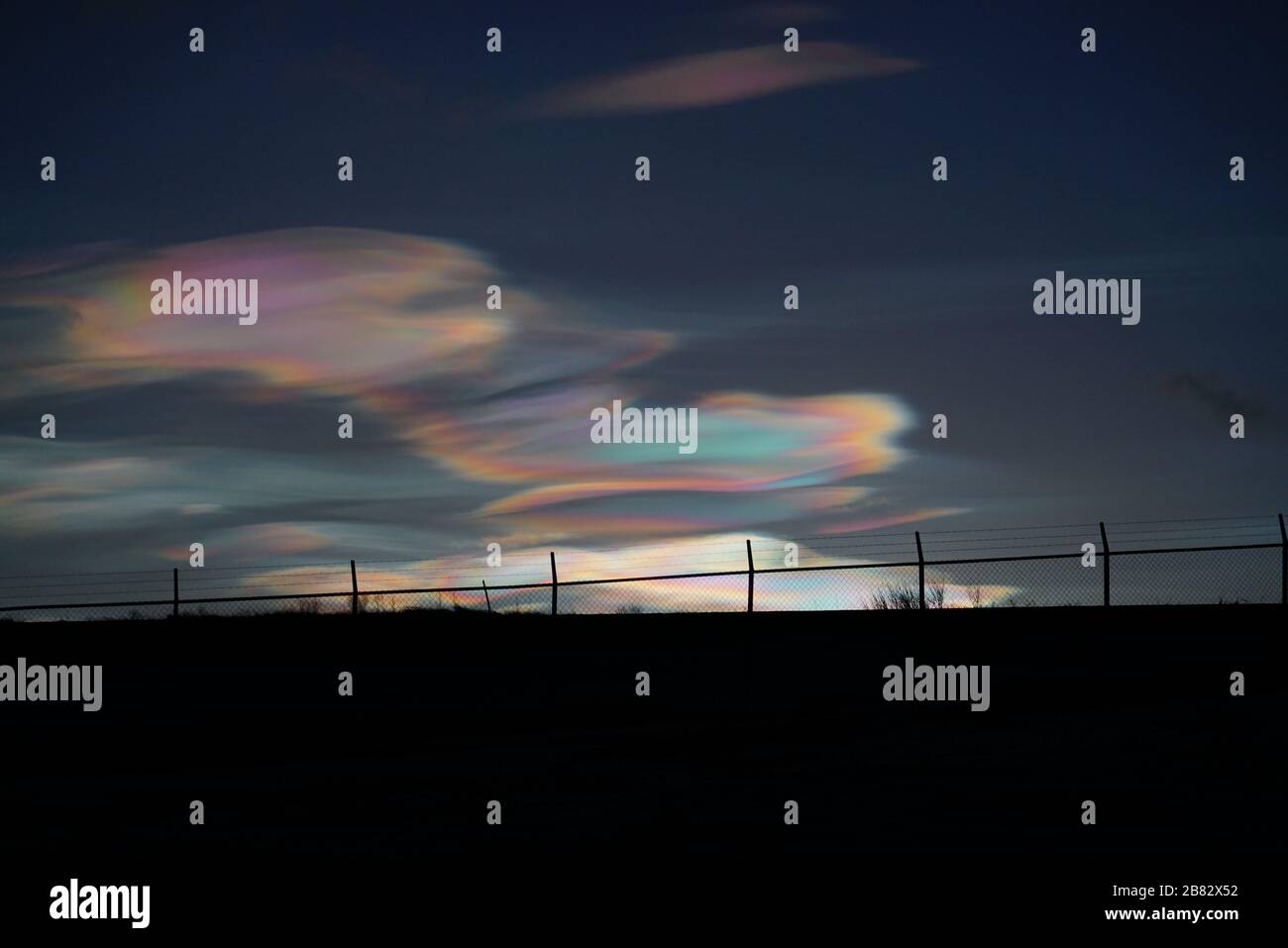 Nuvola stratosferica polare oltre Húsavík 4 Foto Stock