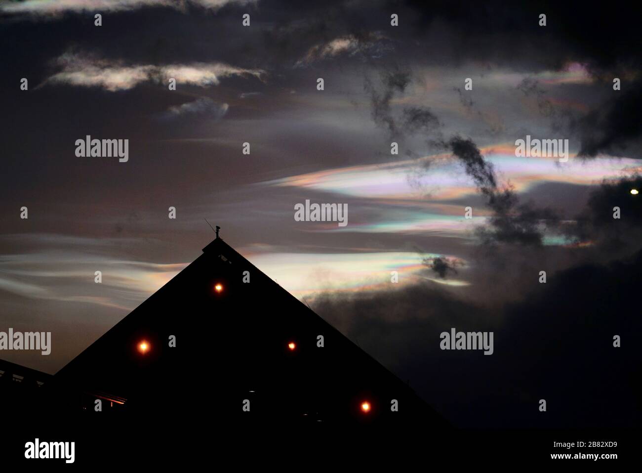 Nuvola stratosferica polare oltre Húsavík 2 Foto Stock