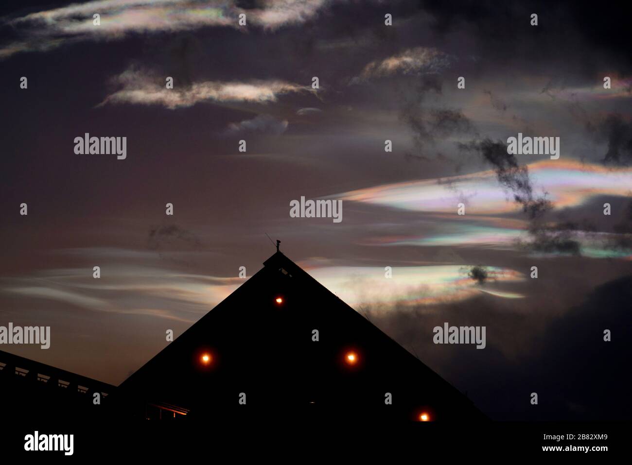 Nuvola stratosferica polare su Húsavík Foto Stock