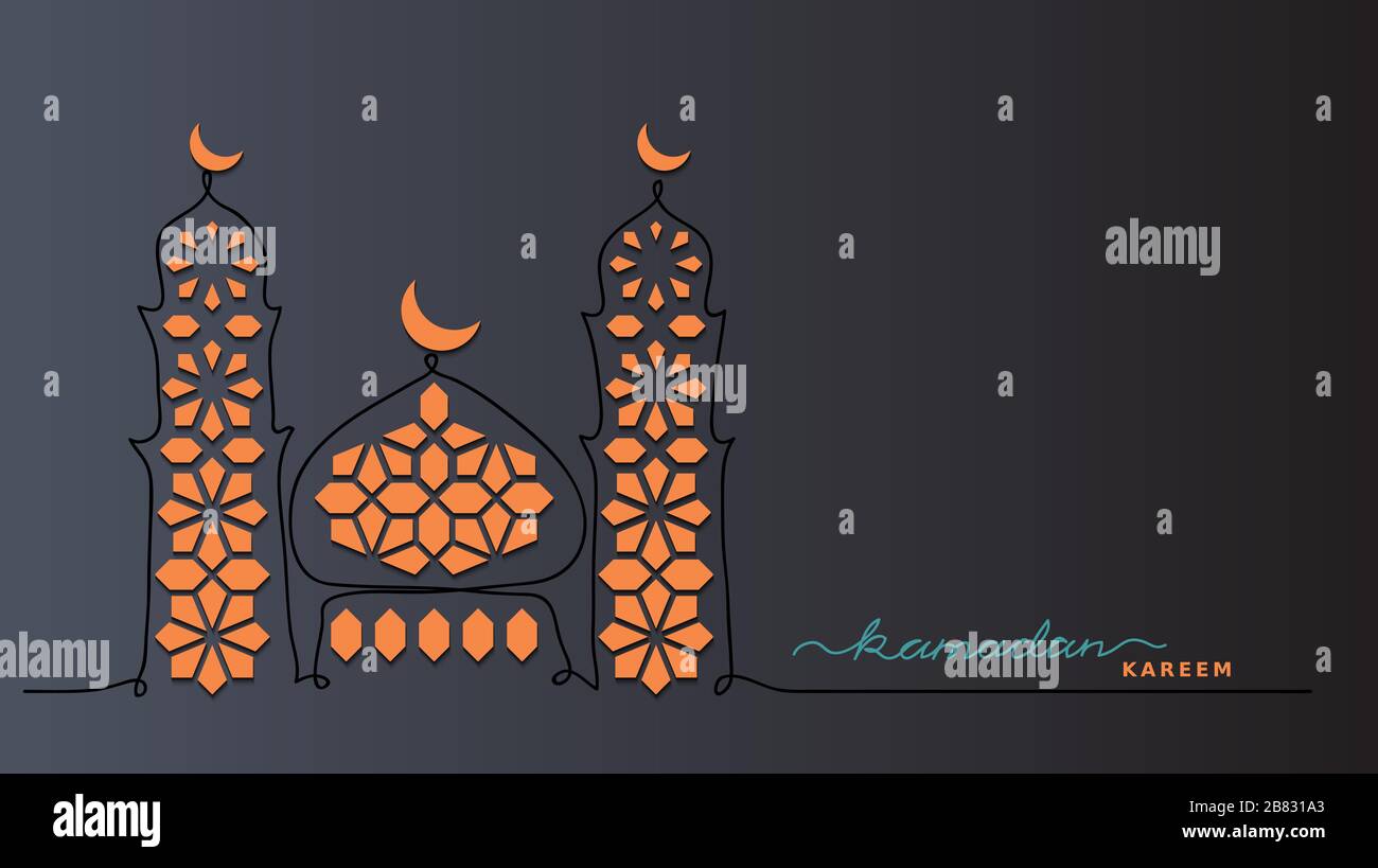 Ramadan kareem notte scuro vettore sfondo, carta. Illustrazione Vettoriale