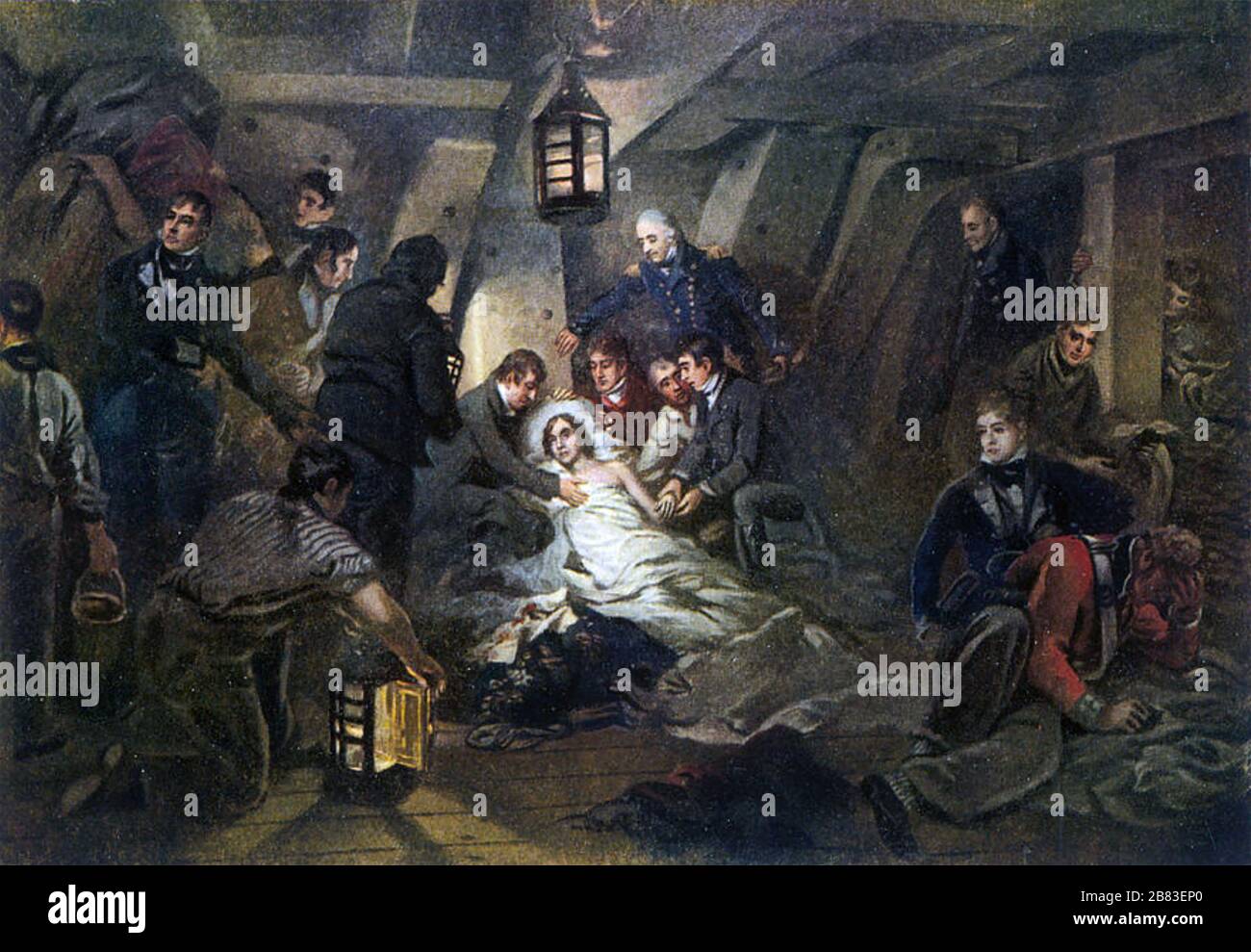 LA MORTE DI NELSON 21 ottobre 1805 dipinta da Arthur Devis nel 1807 Foto Stock