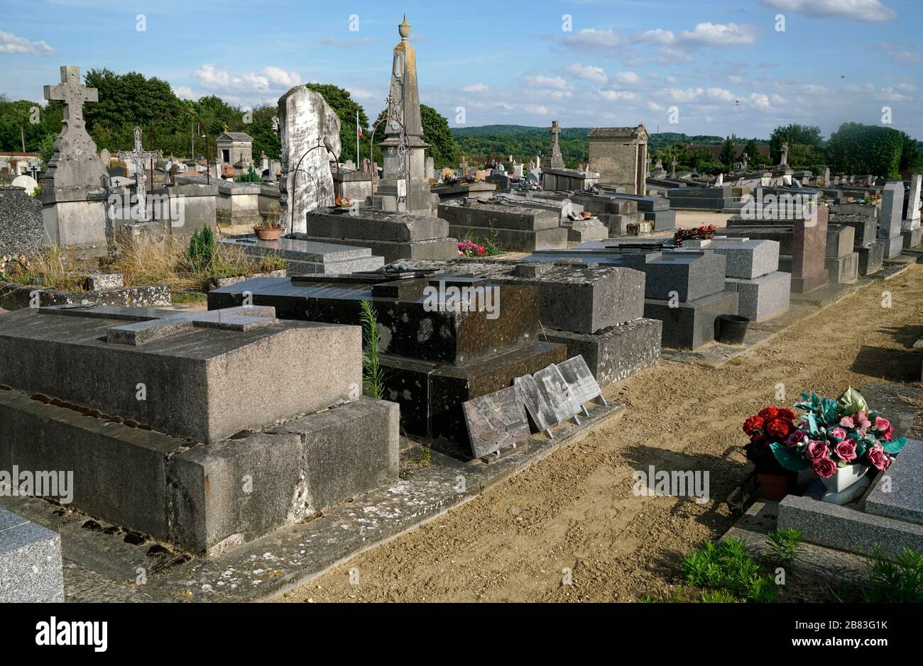 Il cimitero di Auvers-sur-Oise dove Vincent Van Gogh è stato sepolto. Auvers-sur-Oise.France Foto Stock