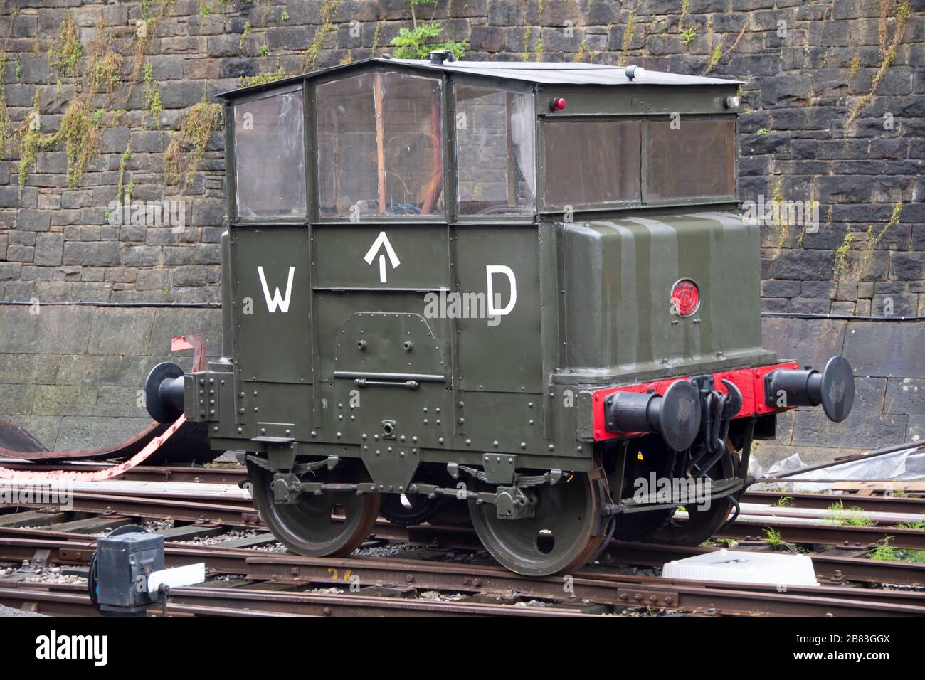 Motore di shunting del reparto di guerra alla ferrovia di East Lancashire, Bury, Manchester, Inghilterra Foto Stock
