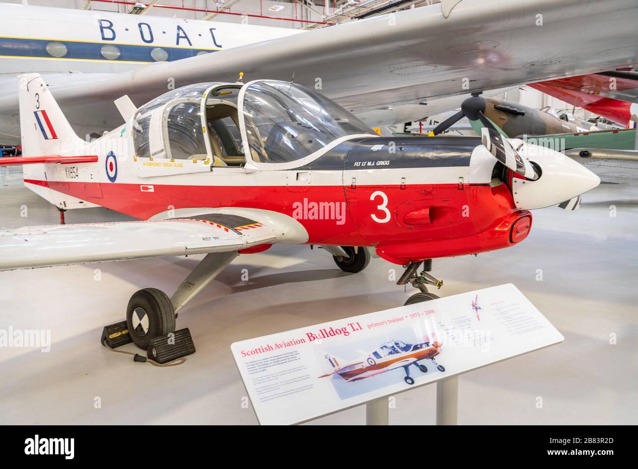 Scottish Aviation Bulldog T Mk 1, Museo RAF, Cosford Foto Stock