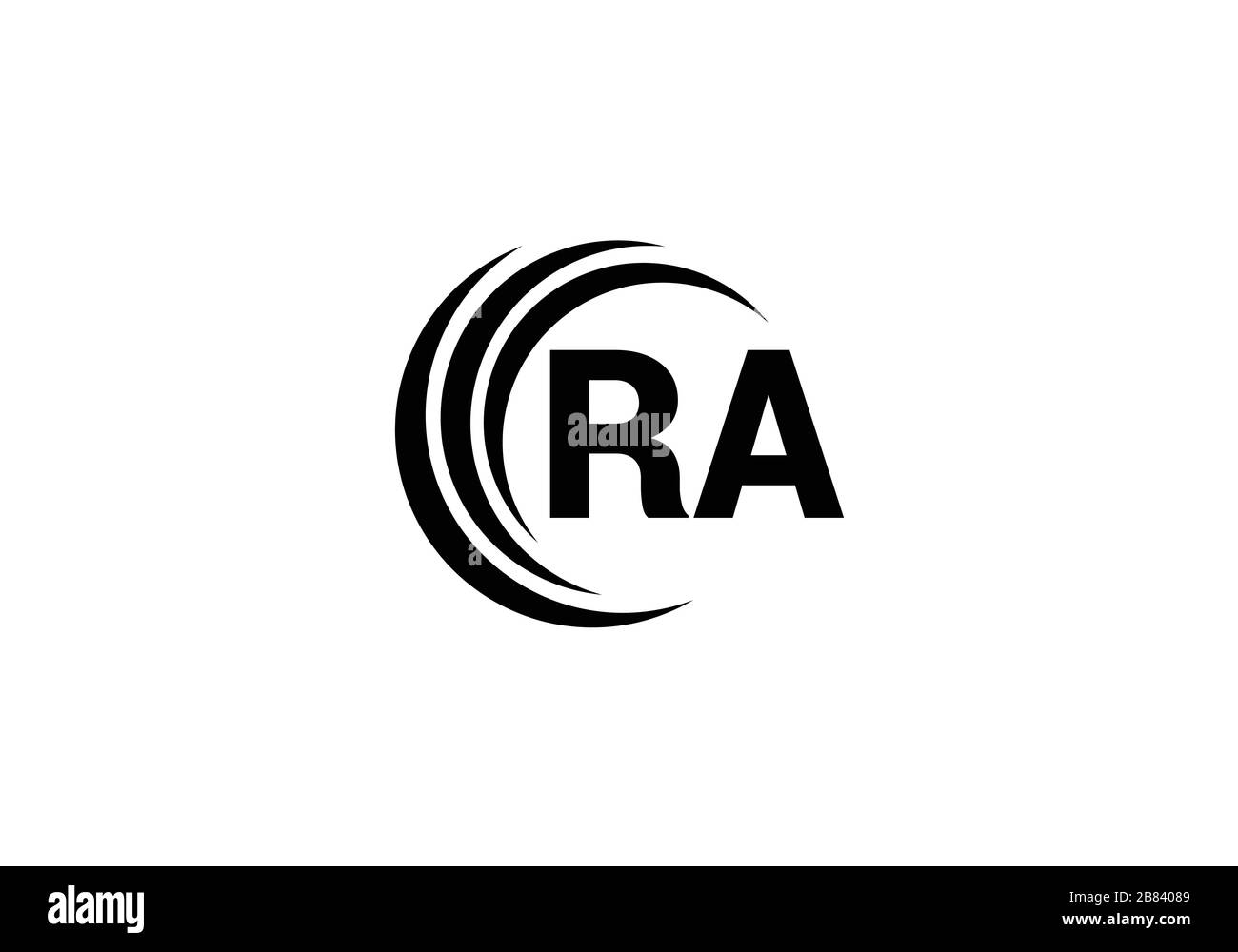 R A, RA modello vettoriale di disegno del logo della lettera iniziale, simbolo dell'alfabeto grafico per l'identità aziendale aziendale Illustrazione Vettoriale
