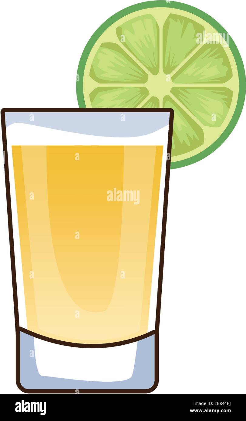 tazza di tequila con frutta al limone Illustrazione Vettoriale