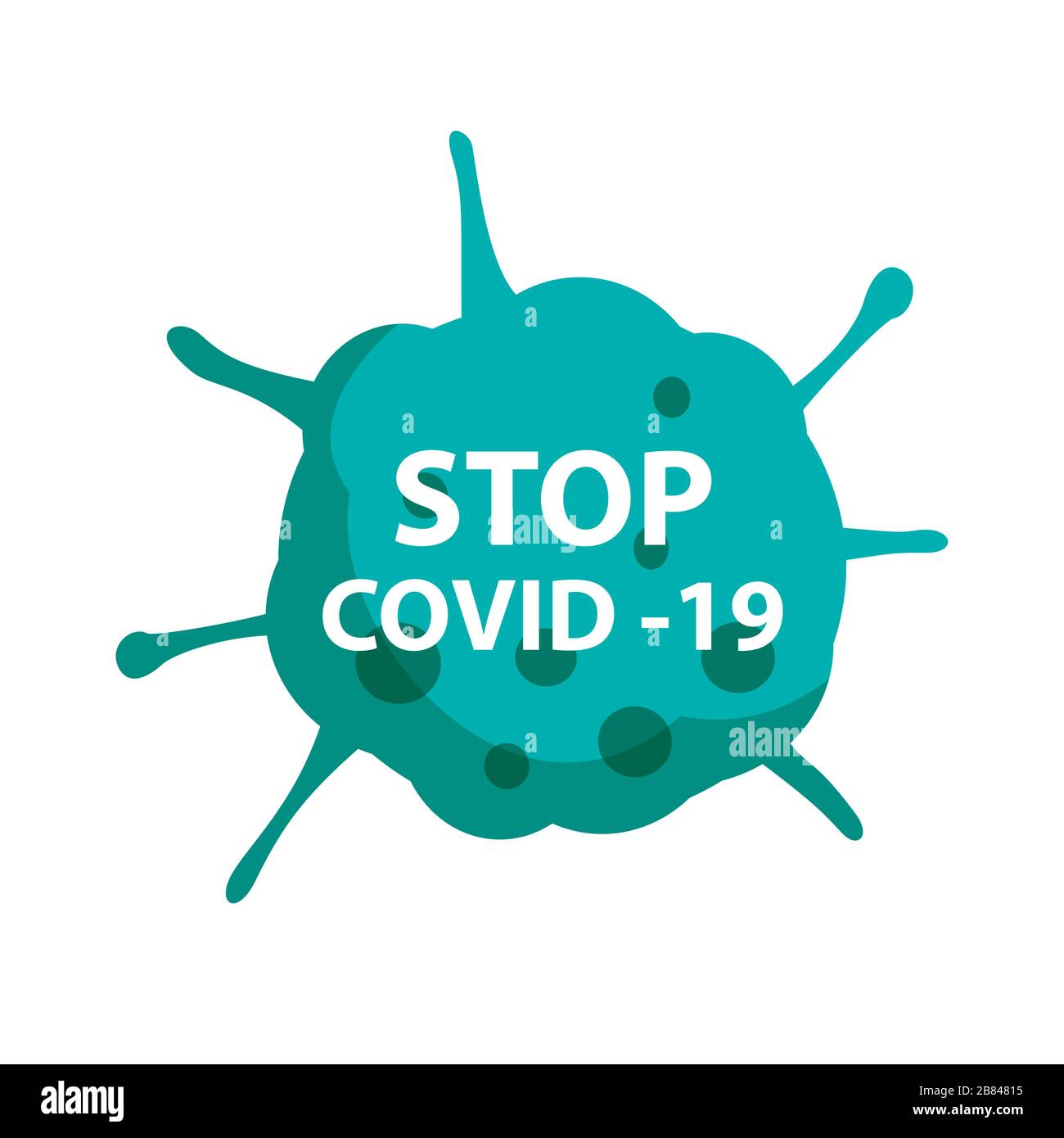 Stop covid 19 coronavirus con simbolo verde. Illustrazione Vettoriale