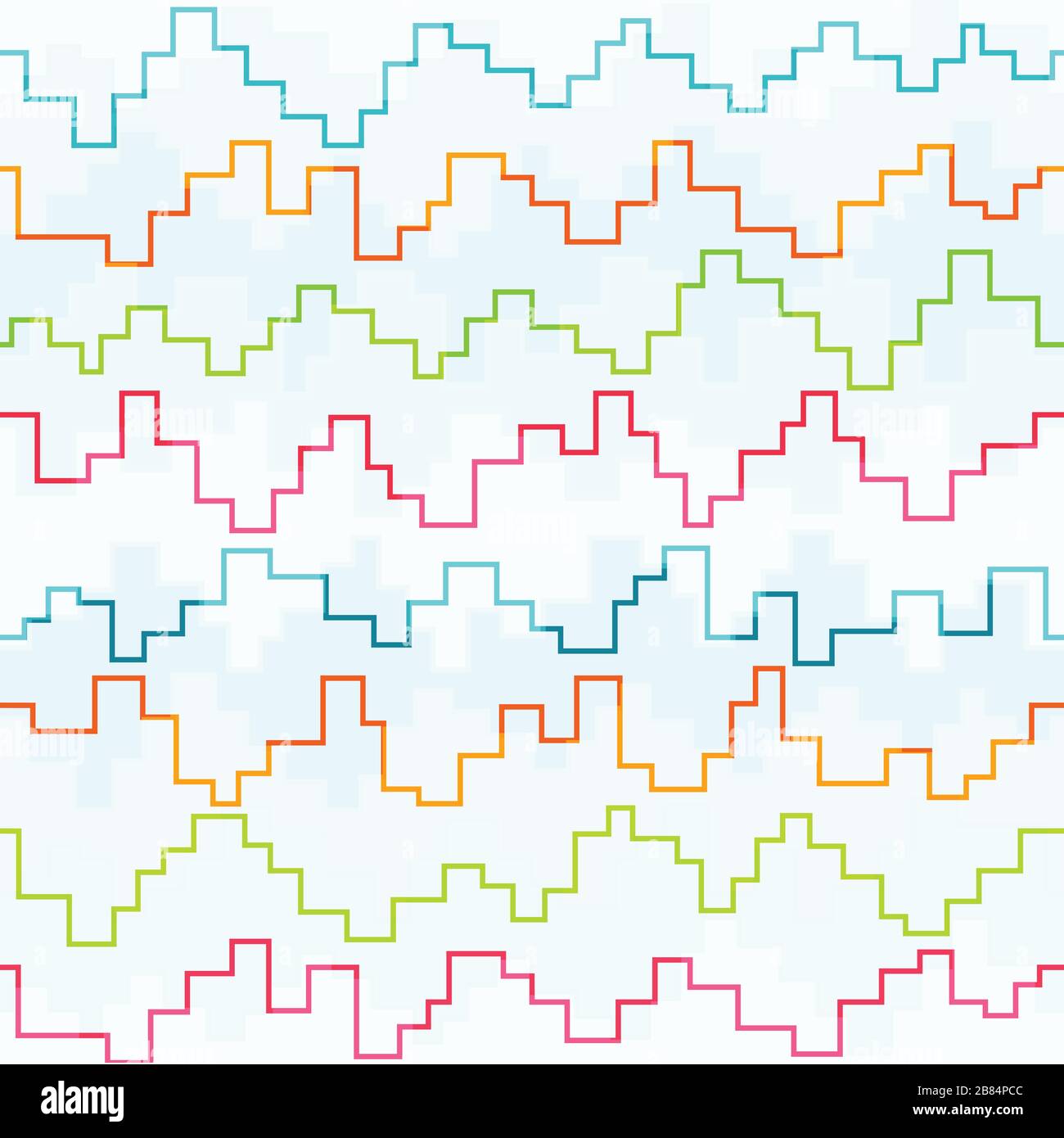 motivo a zigzag di pixel colorati senza giunture Illustrazione Vettoriale