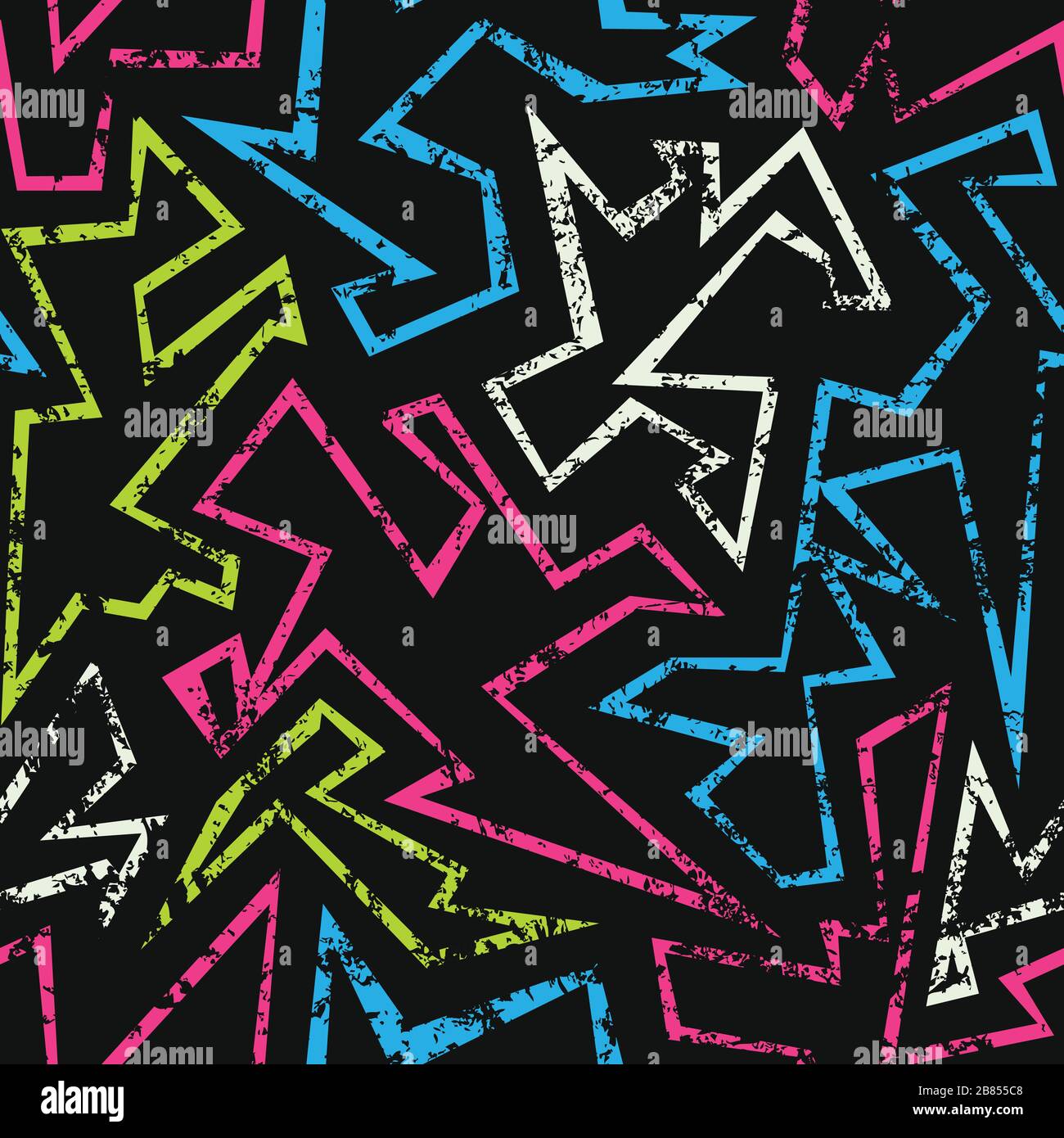 pattern geometrico senza giunture al neon con effetto grunge Illustrazione Vettoriale