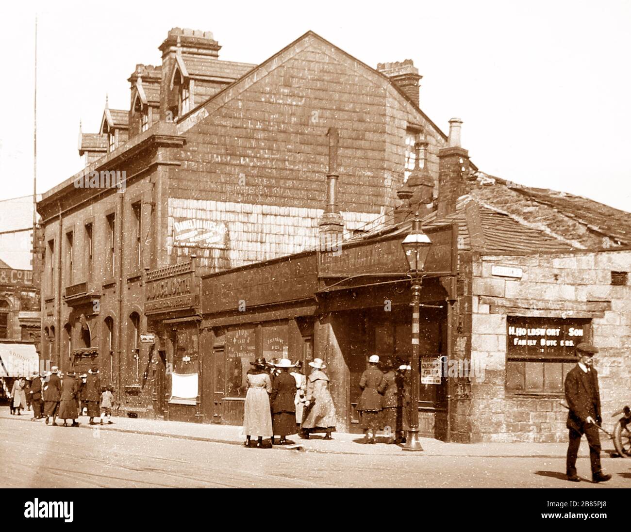 Old Red Lion Inn, Burnley, all'inizio del 1900 Foto Stock