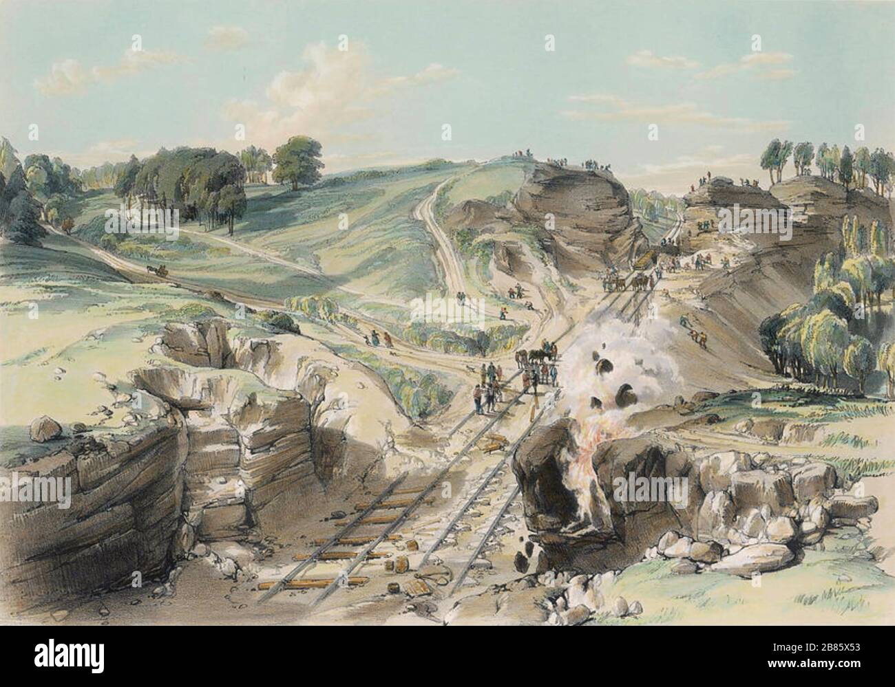 LINSLADE, Bedfordshire, Inghilterra. Navigi che brilla un percorso per la ferrovia di Londra a Birmingham circa 1836 Foto Stock