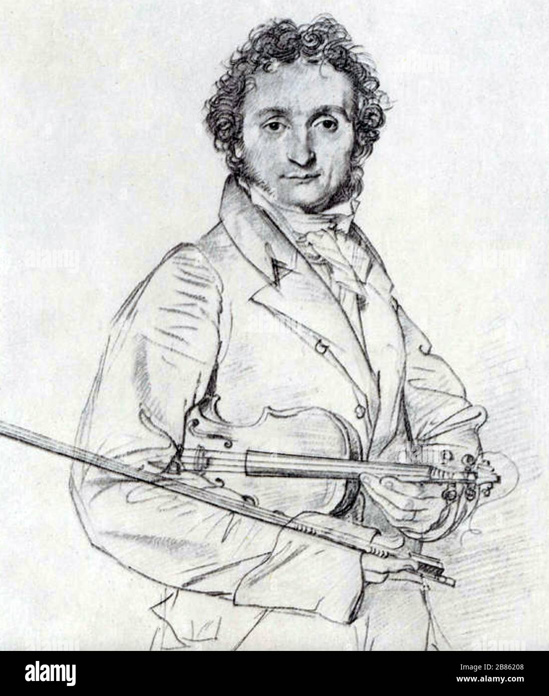 NICCOLO PAGANINI (1782-1840) violinista virtuoso italiano disegnato da Jean Ingres nel 1819 Foto Stock