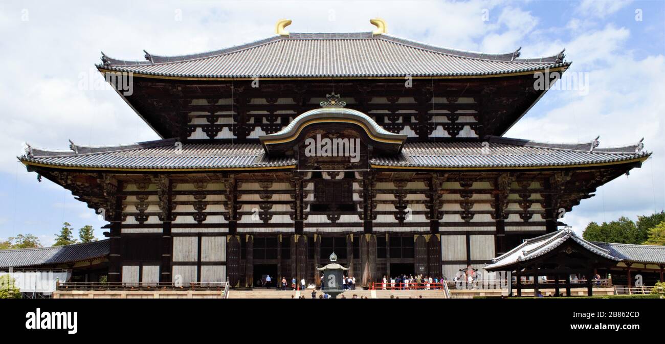 Grande Buddha Hall Daibutsuden di Todaiji, Todai-ji, Nara, Giappone Foto Stock