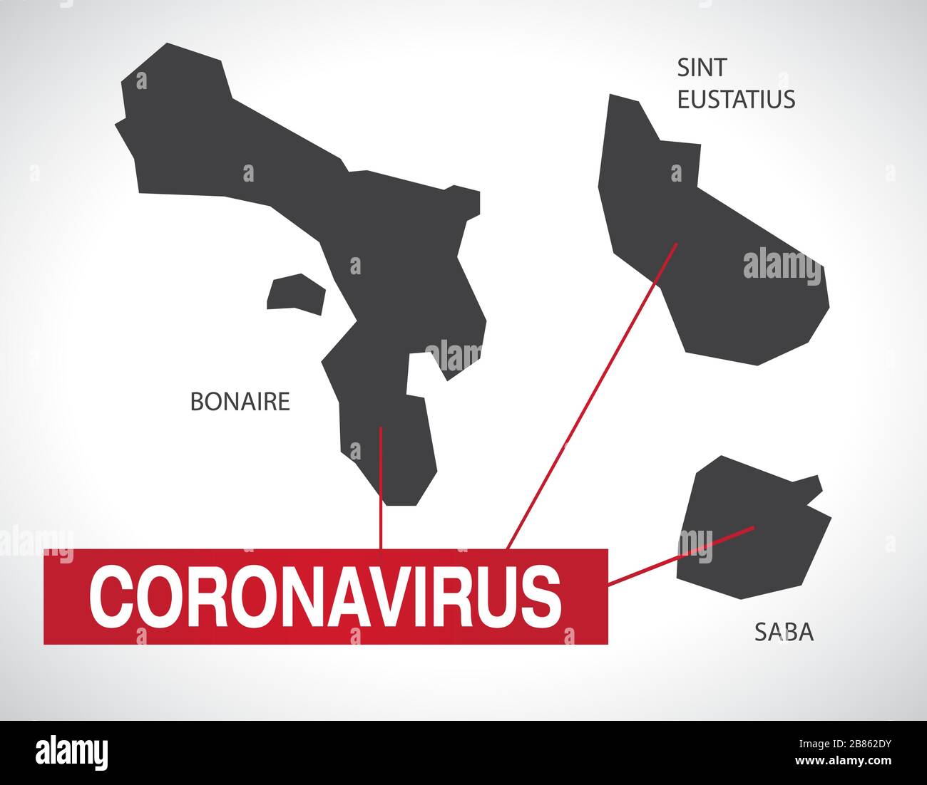 Mappa della provincia DI Bonaire, Saba e Sint Eustatius PAESI BASSI con l'illustrazione di Coronavirus Illustrazione Vettoriale