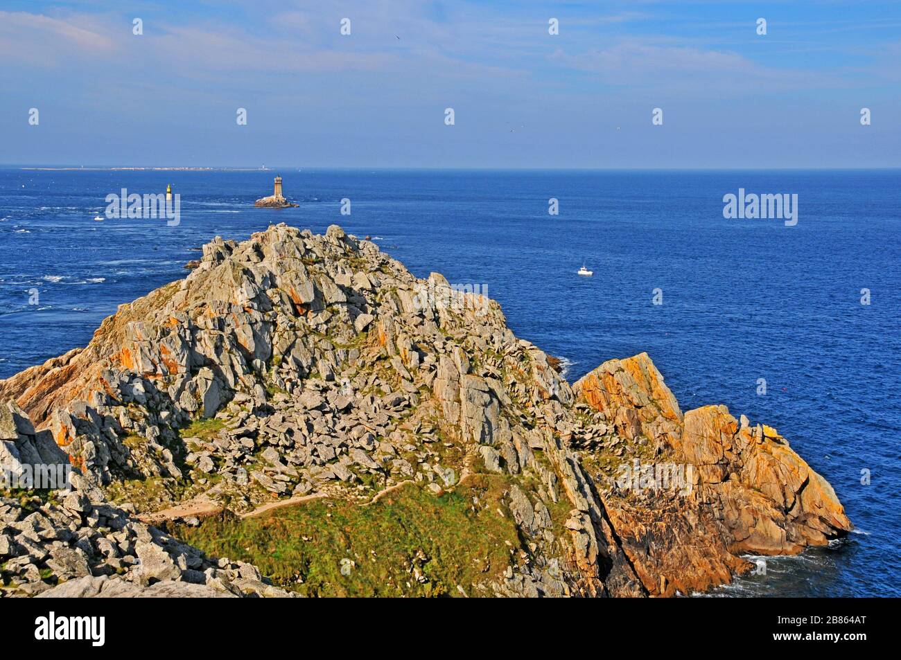 Pointe du Raz, Plogoff, Finistère, Bretagna, Francia Foto Stock