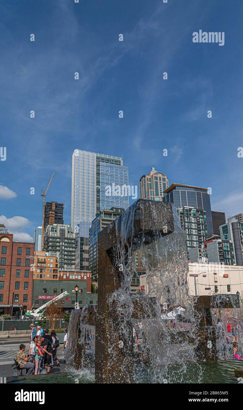 Fontana sul lungomare di Seattle Foto Stock