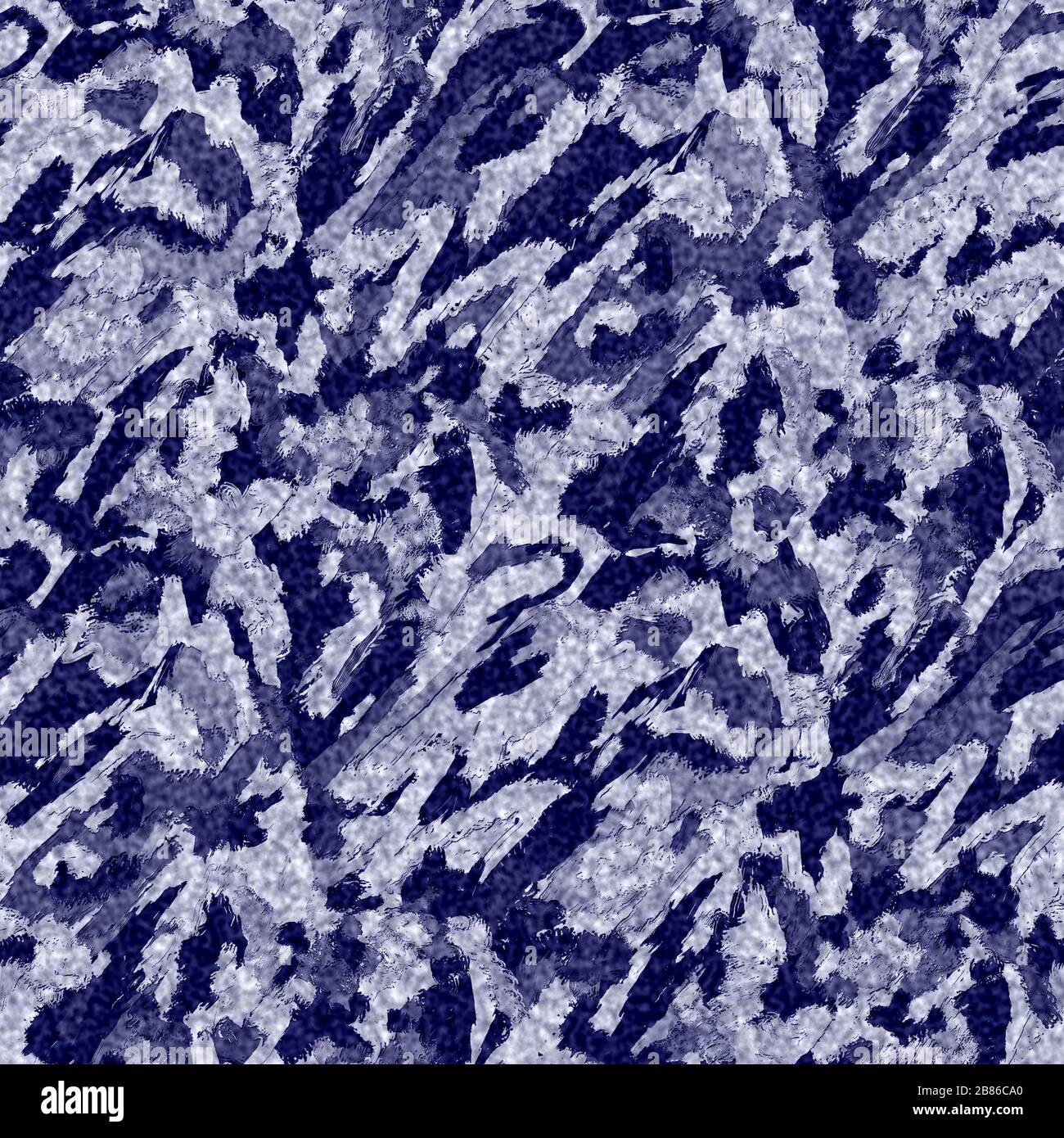 Indigo blu batik effetto tinto texture sfondo. Campione di ripetizione in stile giapponese senza cuciture. Pennellate pittorico con colorante candeggiante . Maschile Foto Stock