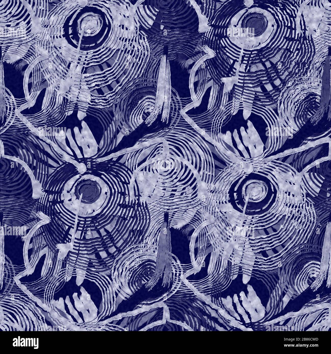 Indigo blu batik tinto pansy fiore effetto texture sfondo. Campione giapponese senza cuciture a ripetizione. Motivo floreale pittorico colore candeggina. Maschile Foto Stock
