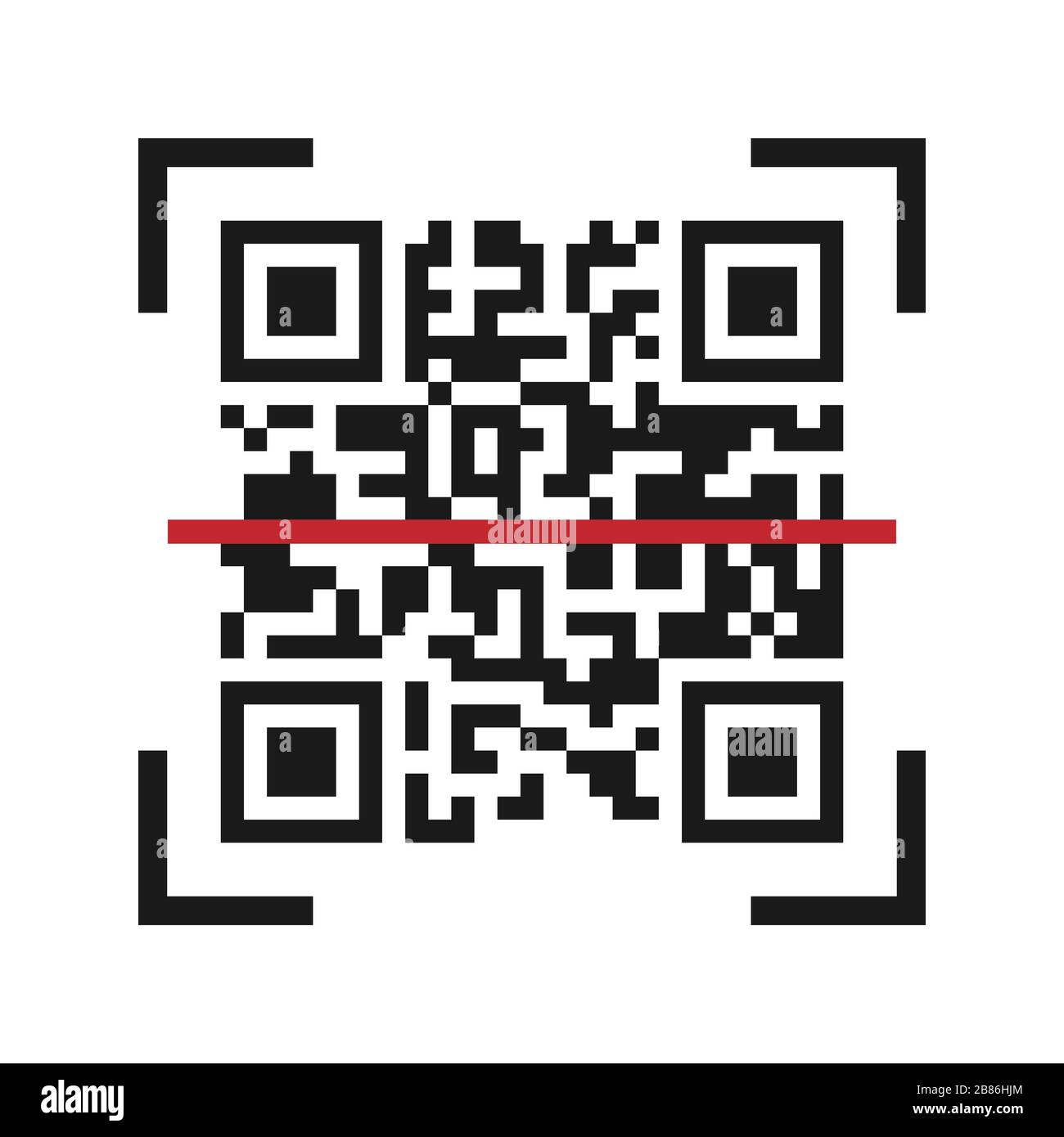 Icona vettore per la scansione del codice QR. Semplice disegno piatto per un logo, un adesivo per il tuo sito o applicazione Illustrazione Vettoriale