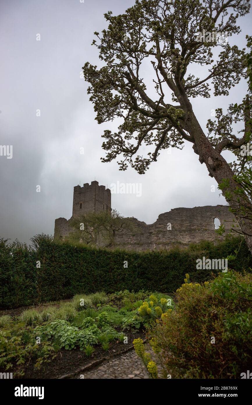 The Cockpit Garden and Gold Hole Tower, Richmond Castle, North Yorkshire, Inghilterra, Regno Unito Foto Stock