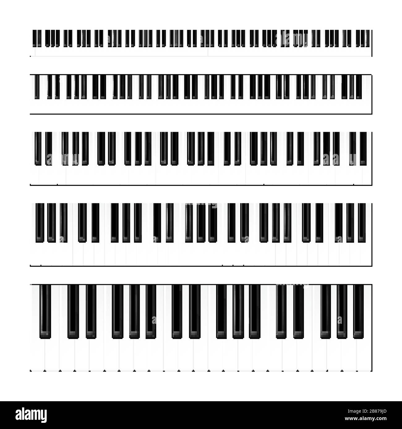 Set di tasti piano realistici. Tastiera per strumenti musicali. Illustrazione vettoriale. Illustrazione Vettoriale
