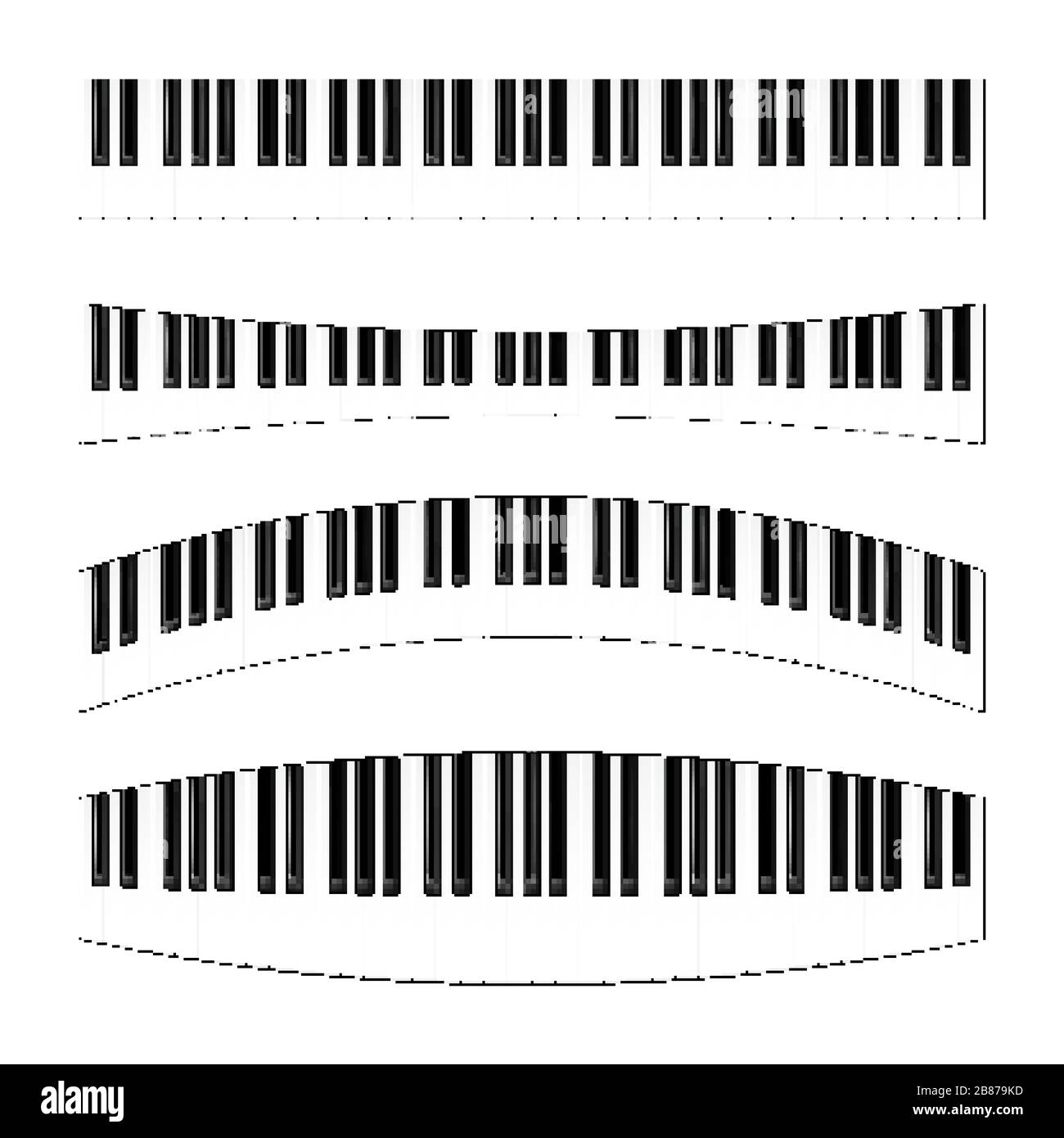 Set di tasti piano realistici. Tastiera per strumenti musicali. Illustrazione vettoriale. Illustrazione Vettoriale