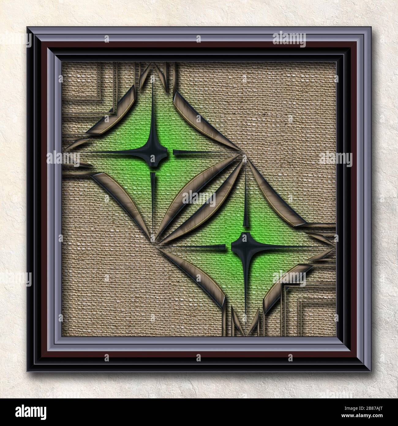 3D rendering illustrazioni combo con fractal e pulsanti di frattali in elegante cornice Foto Stock