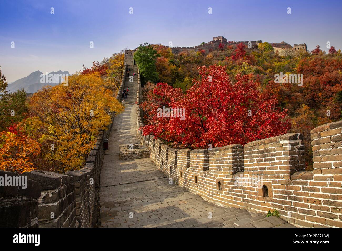 La Grande Muraglia di Mutianyu della Cina, Pechino Foto Stock
