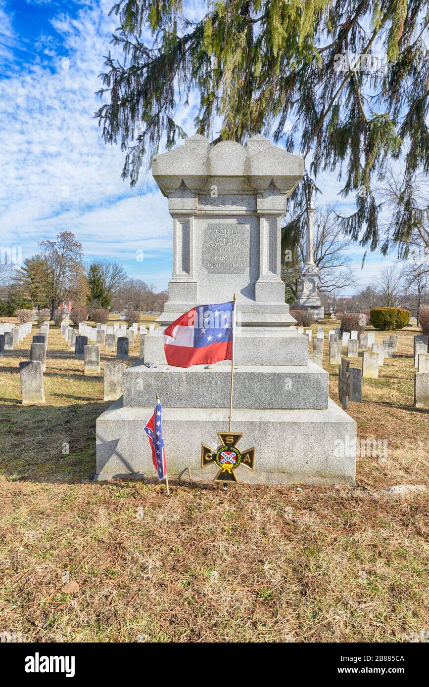 Turner Ashby tomba al cimitero confederato di Stonewall, Winchester, Virginia Foto Stock