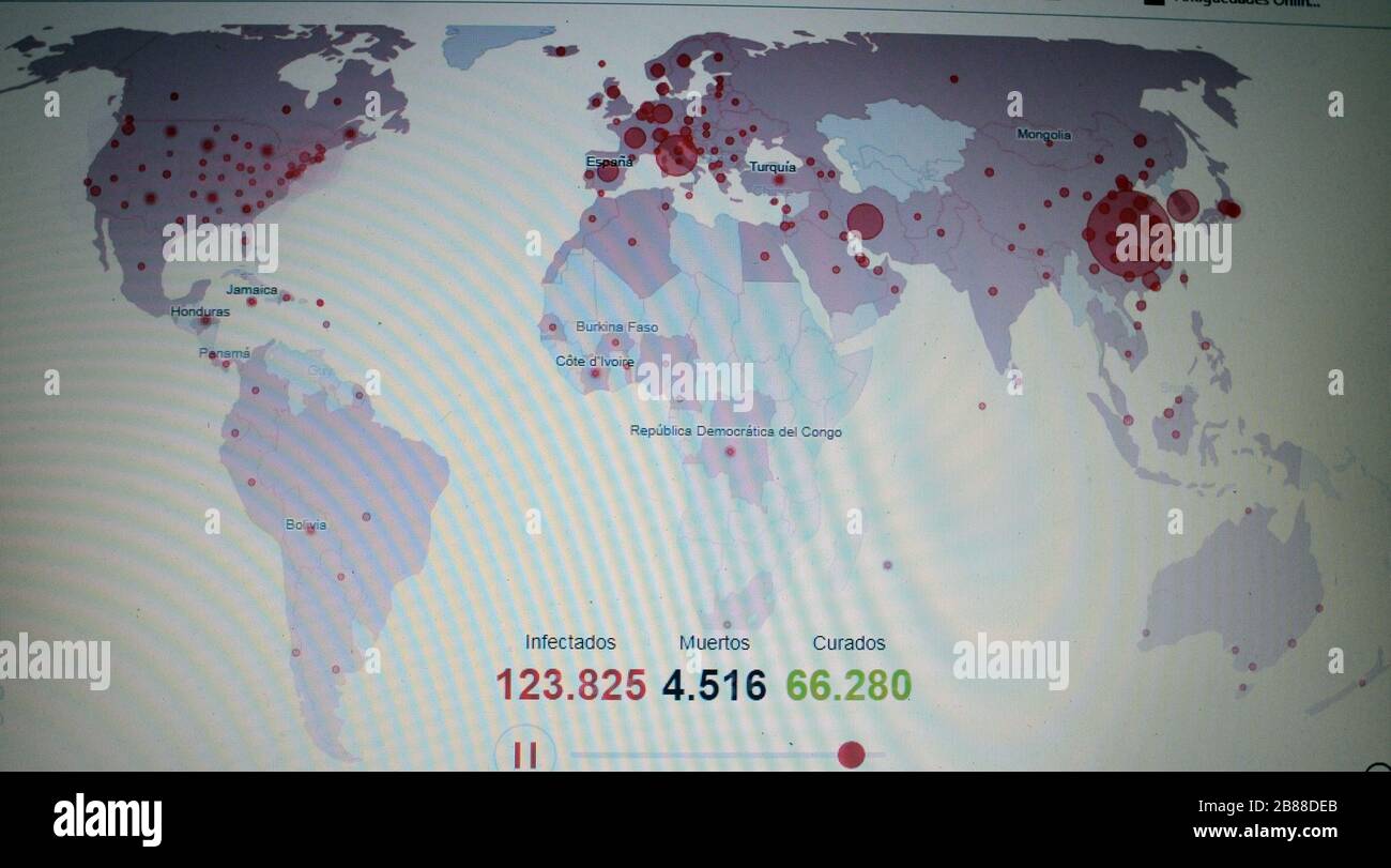 mappa mondiale delle infezioni da coronavirus Foto Stock