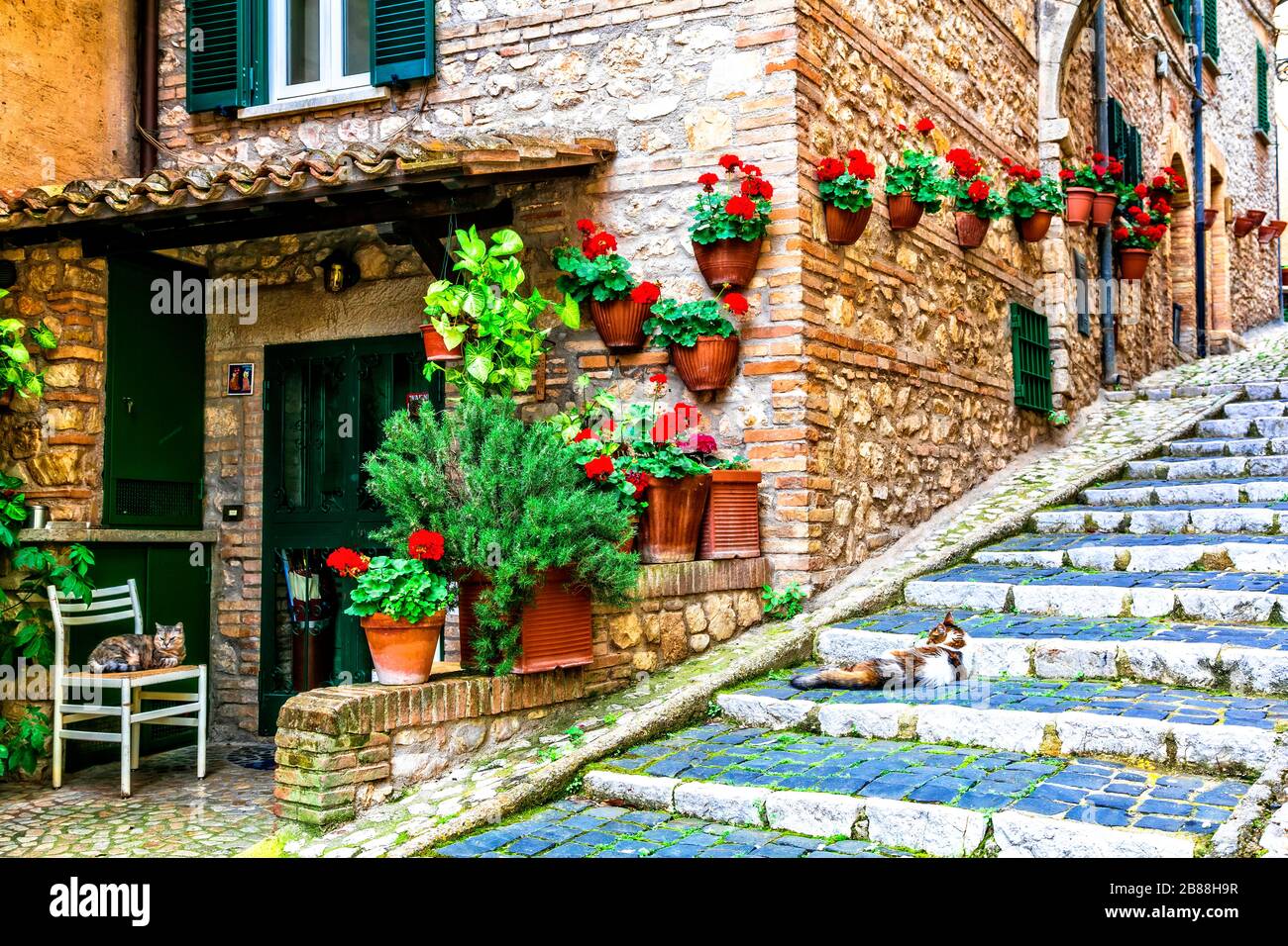 Antiche reti di borgo italiano,Casperia,provincia Rieti,Lazio,Italia. Foto Stock