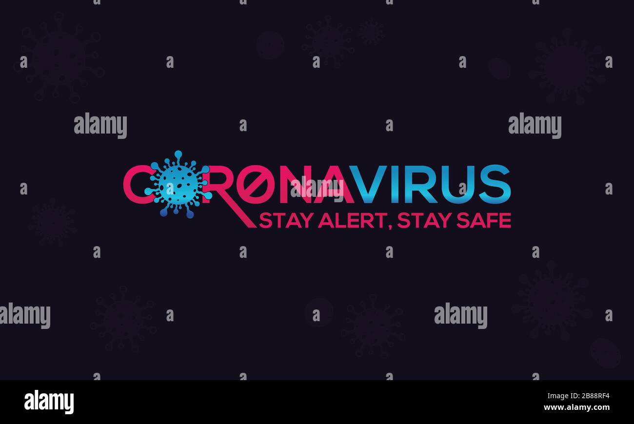 Malattia di coronavirus (COVID-19) disegno di tipografia. 2019-nCov / nuovo Coronavirus Logo Typography Vector Template. Illustrazione Vettoriale