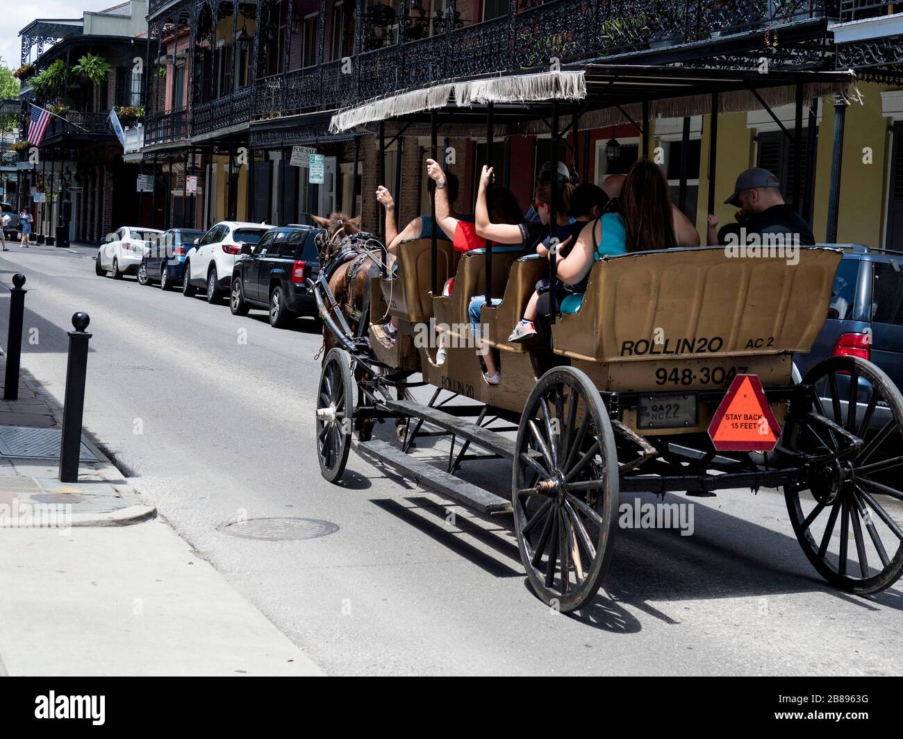 Un tour in carrozza nel quartiere francese di New Orleans Foto Stock
