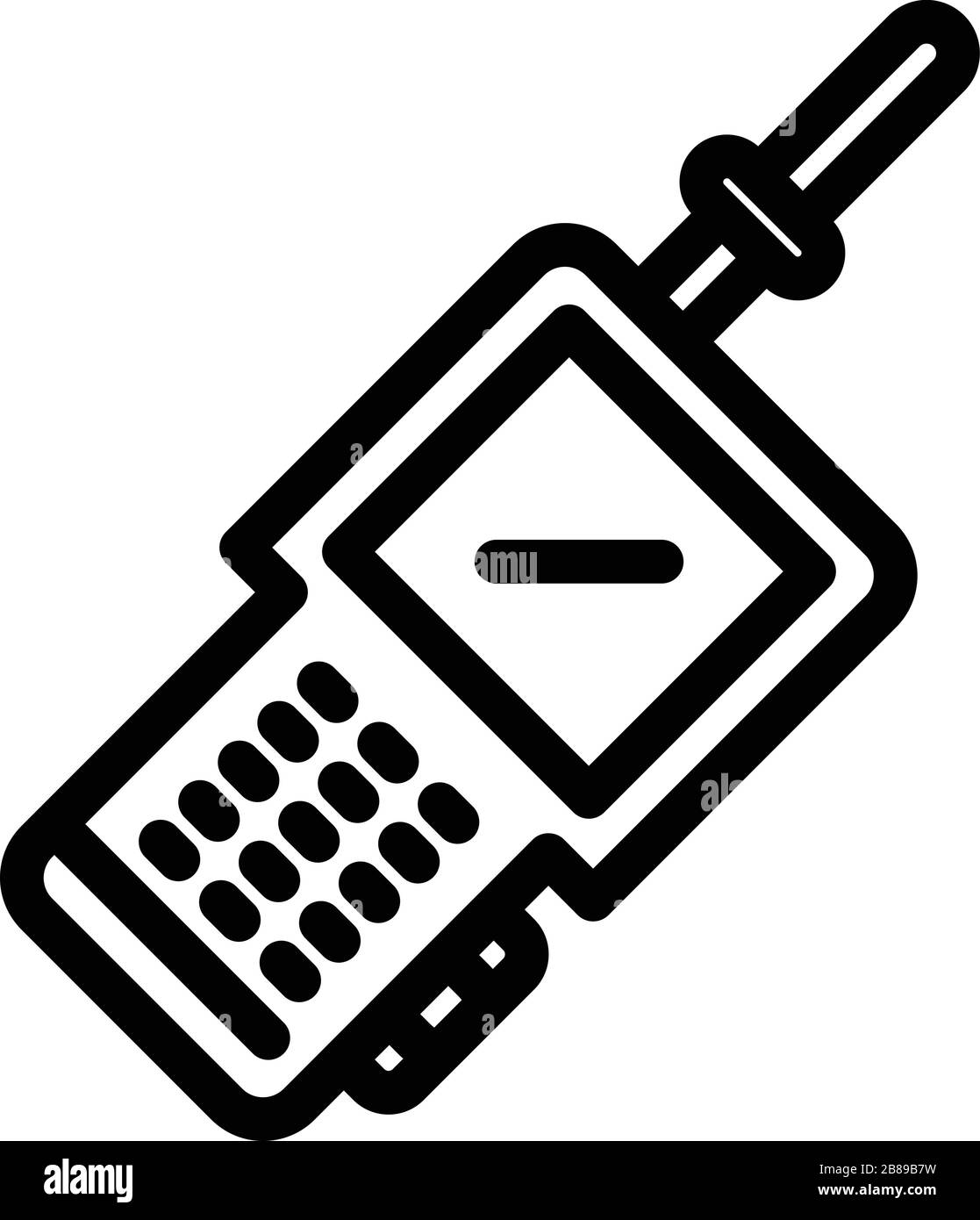 Icona talkie walkie a due vie, stile contorno Illustrazione Vettoriale