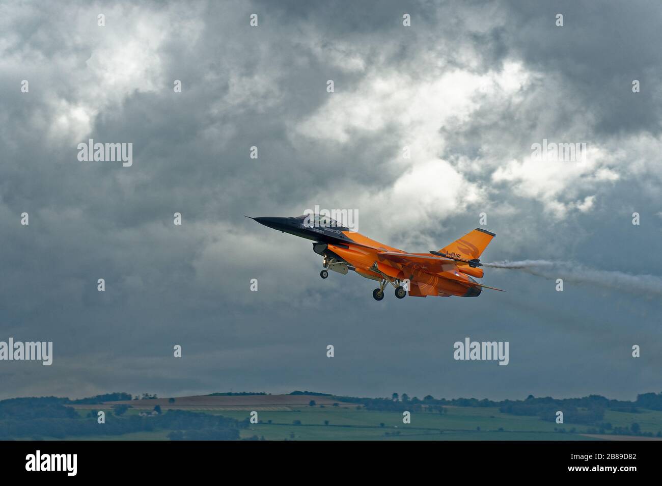 Il team demo olandese F16 ha visto al RAF Leuchars International Airshow 2011 Foto Stock