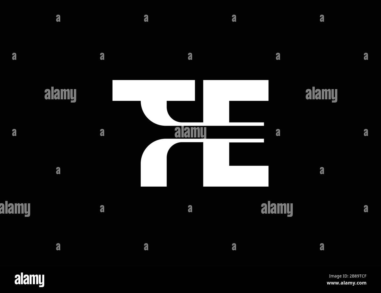 T e, modello vettoriale per il design del logo della lettera iniziale TE, simbolo dell'alfabeto grafico per l'identità aziendale aziendale Illustrazione Vettoriale