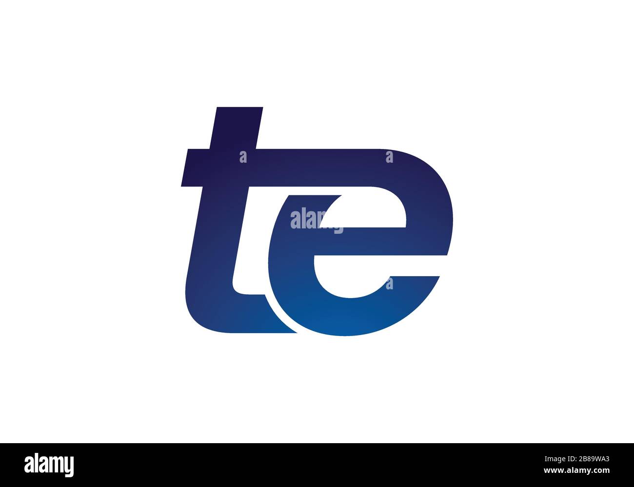 T e, modello vettoriale per il design del logo della lettera iniziale TE, simbolo dell'alfabeto grafico per l'identità aziendale aziendale Illustrazione Vettoriale