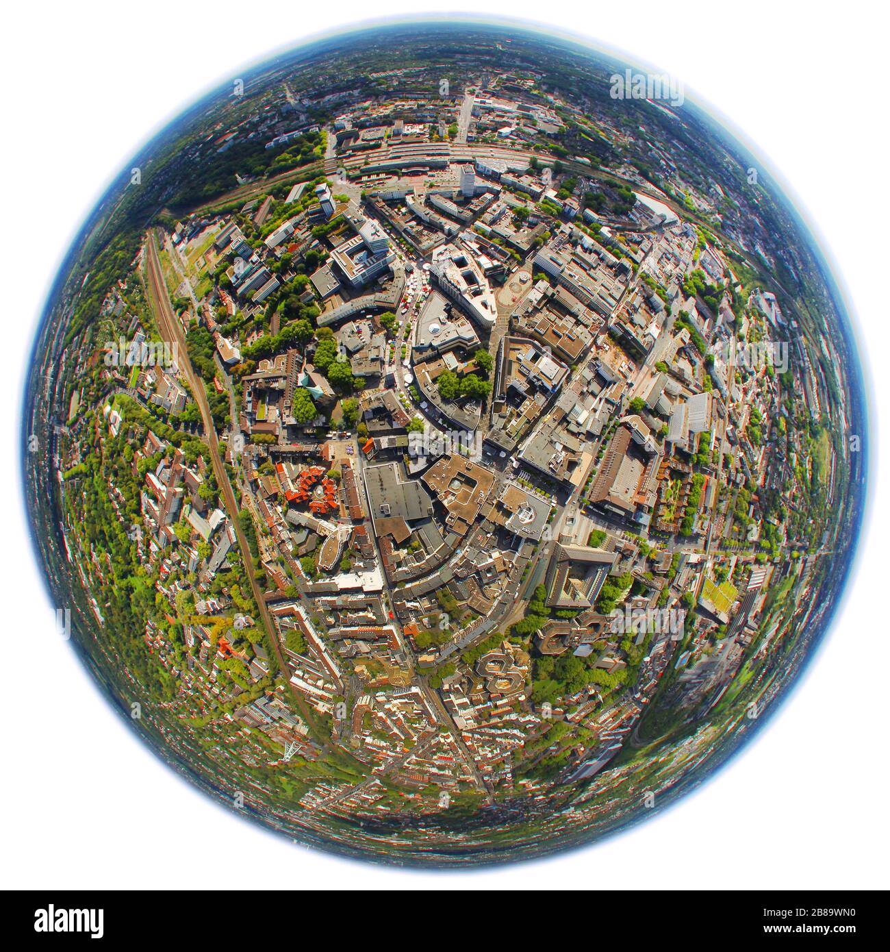 Centro città di Bochum a Bongardstrasse e Kortumstrasse, 10.09.2011, vista aerea, Germania, Nord Reno-Westfalia, Ruhr Area, Bochum Foto Stock