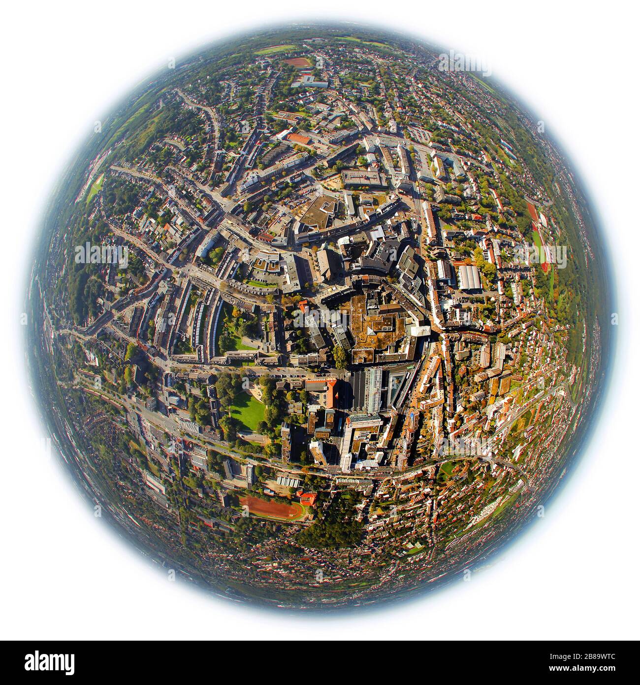 , centro città di Bottrop, 14.10.2011, vista aerea, Germania, Renania settentrionale-Vestfalia, Ruhr Area, Bottrop Foto Stock