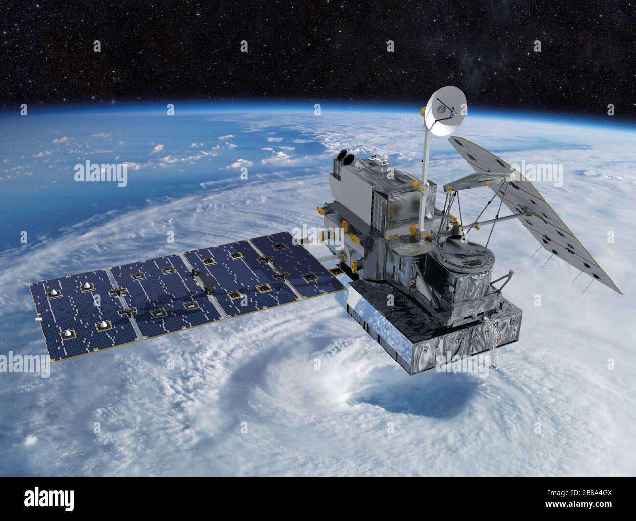 Satellite orbitante la terra. Elementi di questa immagine forniti dalla NASA. Foto Stock
