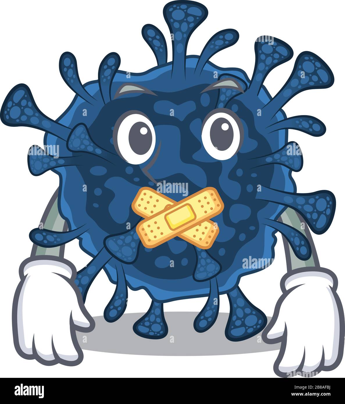 Decacovirus mascotte Cartoon carattere con gesto silenzioso Illustrazione Vettoriale