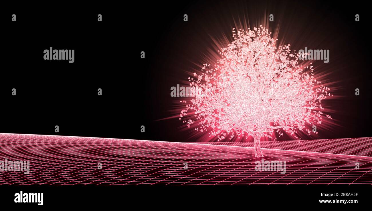 Abstract panorama digitale con Cyber sfondo ad albero Foto Stock