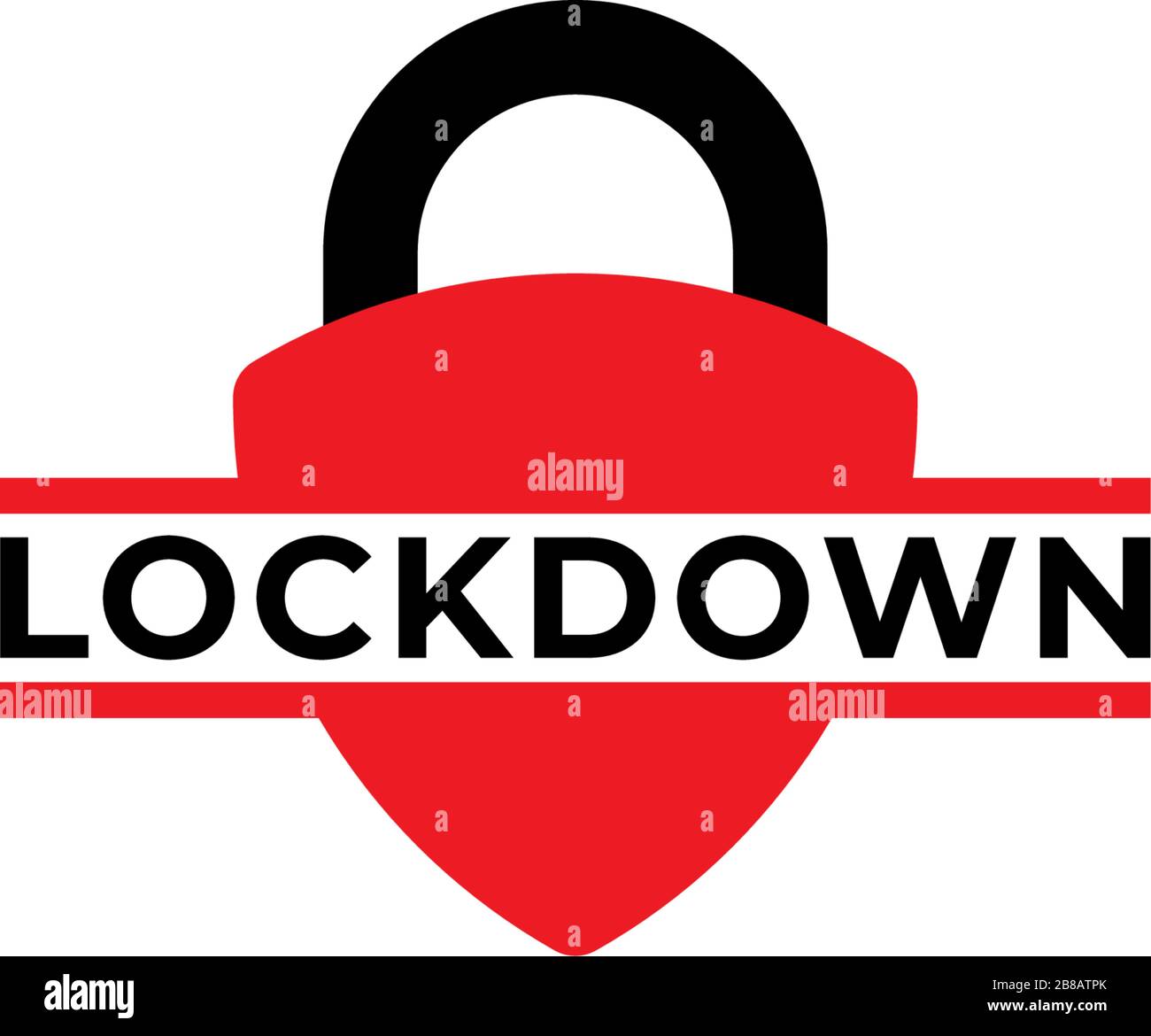 Illustrazione del simbolo di blocco isolato su sfondo bianco. Elemento di protezione. Modello di logo del lucchetto. Icona con lucchetto di protezione rossa. Concetto di logo di sicurezza Illustrazione Vettoriale