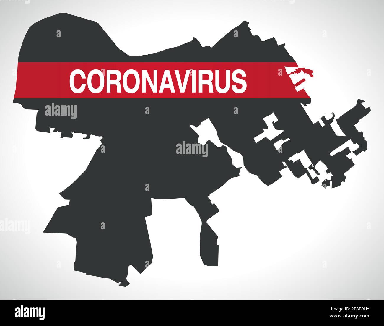 Louisville Kentucky mappa della città con Coronavirus avvertimento Illustrazione Vettoriale