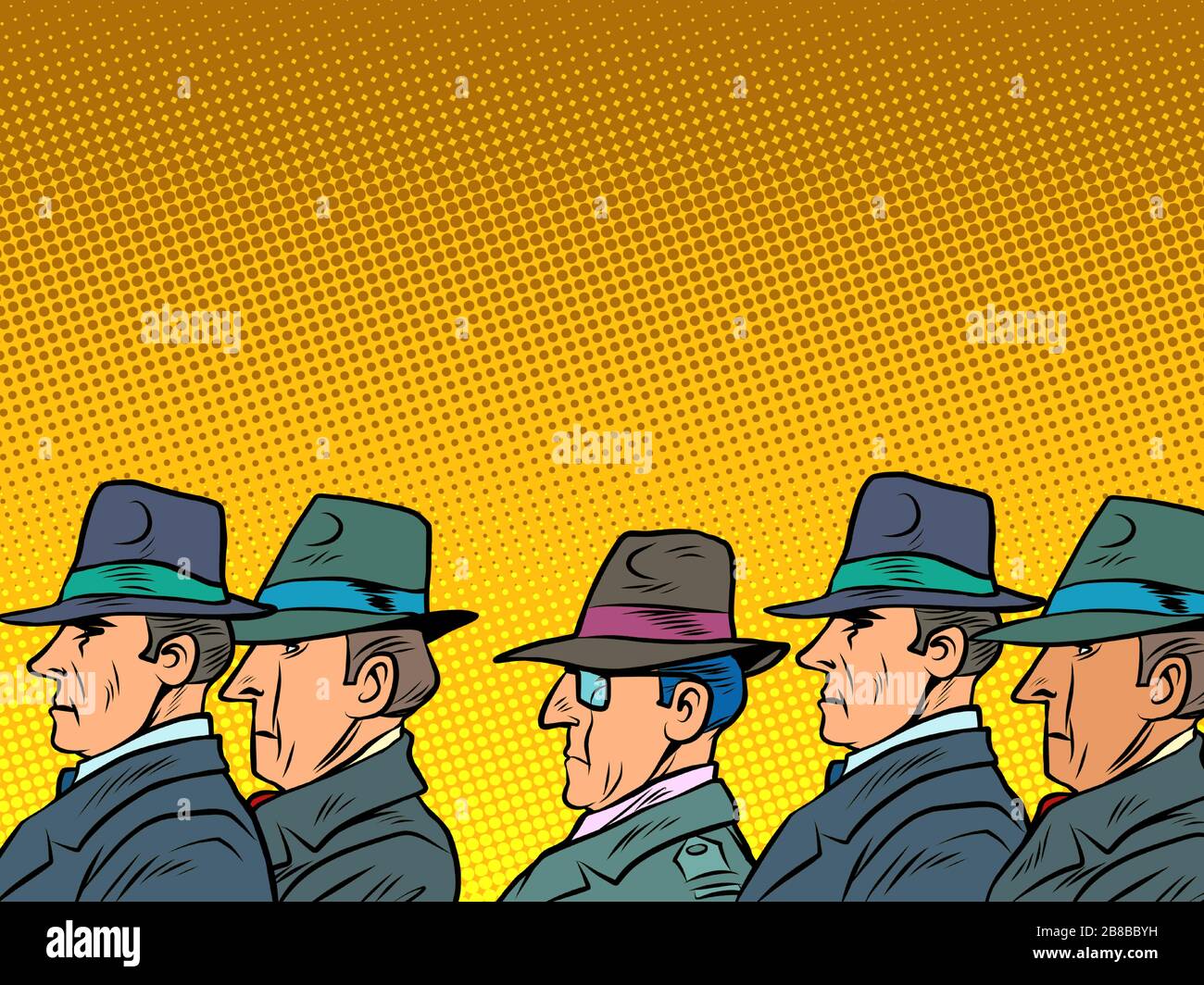 folla di uomini d'affari o una delegazione di funzionari Illustrazione Vettoriale