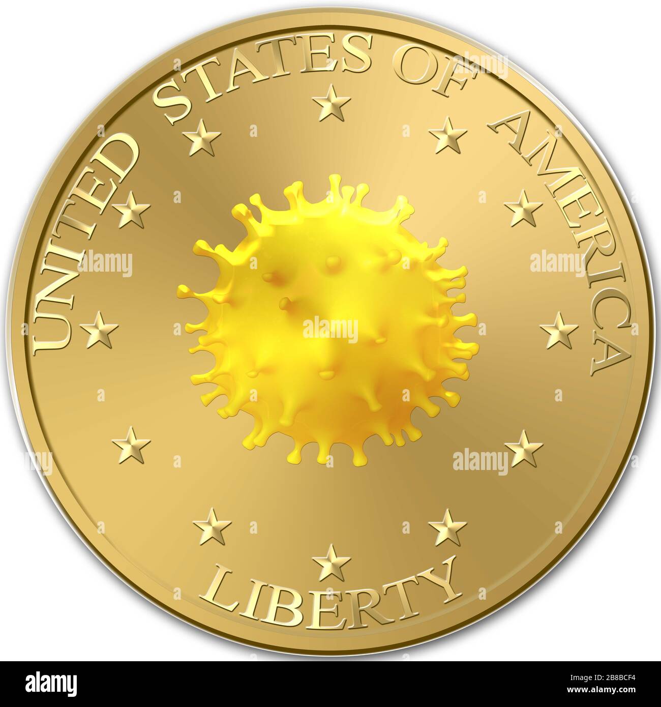 L'epidemia pandemica e virale abbattere la valuta americana e la borsa degli Stati Uniti. Focolaio di Covid-19 o Coronavirus, 2019-nCoV, virus ON Foto Stock