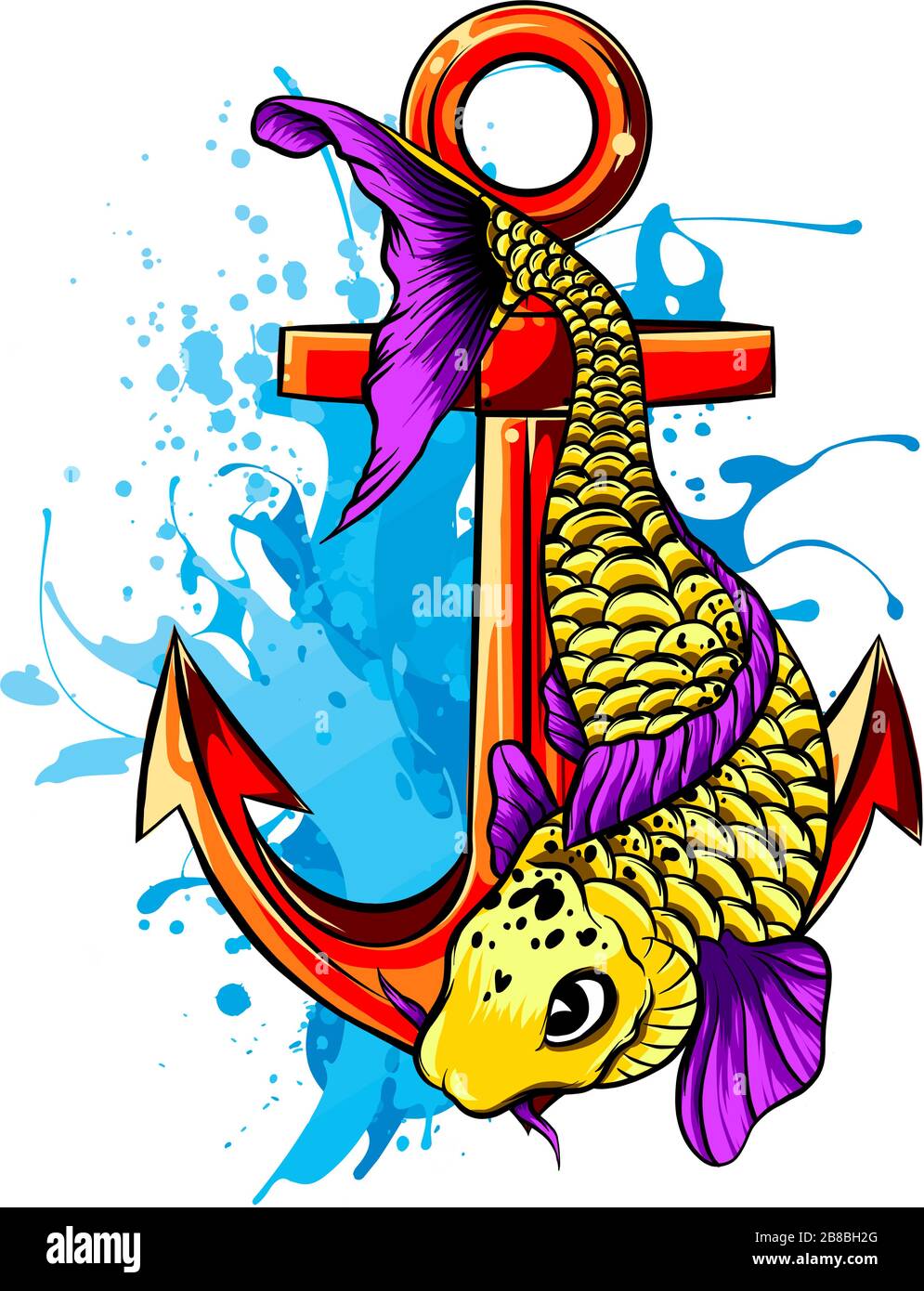 Vettore - Pesce D'Oro, Carassius Auratus, Pesce Di Acquario Di Acqua Dolce Illustrazione Vettoriale