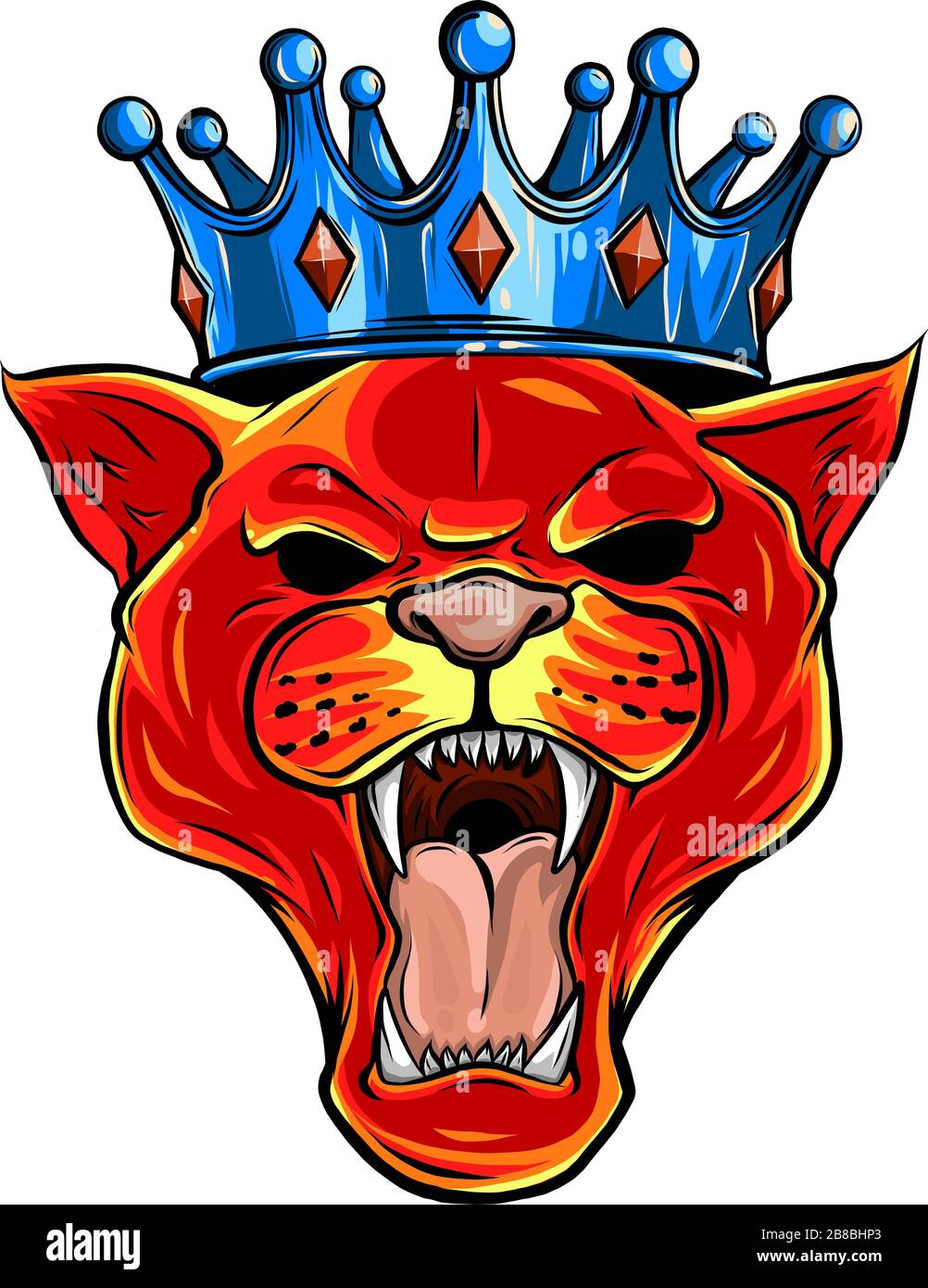 ritratto di un leopardo nella corona. Può essere utilizzato per la stampa su T-shirt, volantini e materiale. Illustrazione Vettoriale