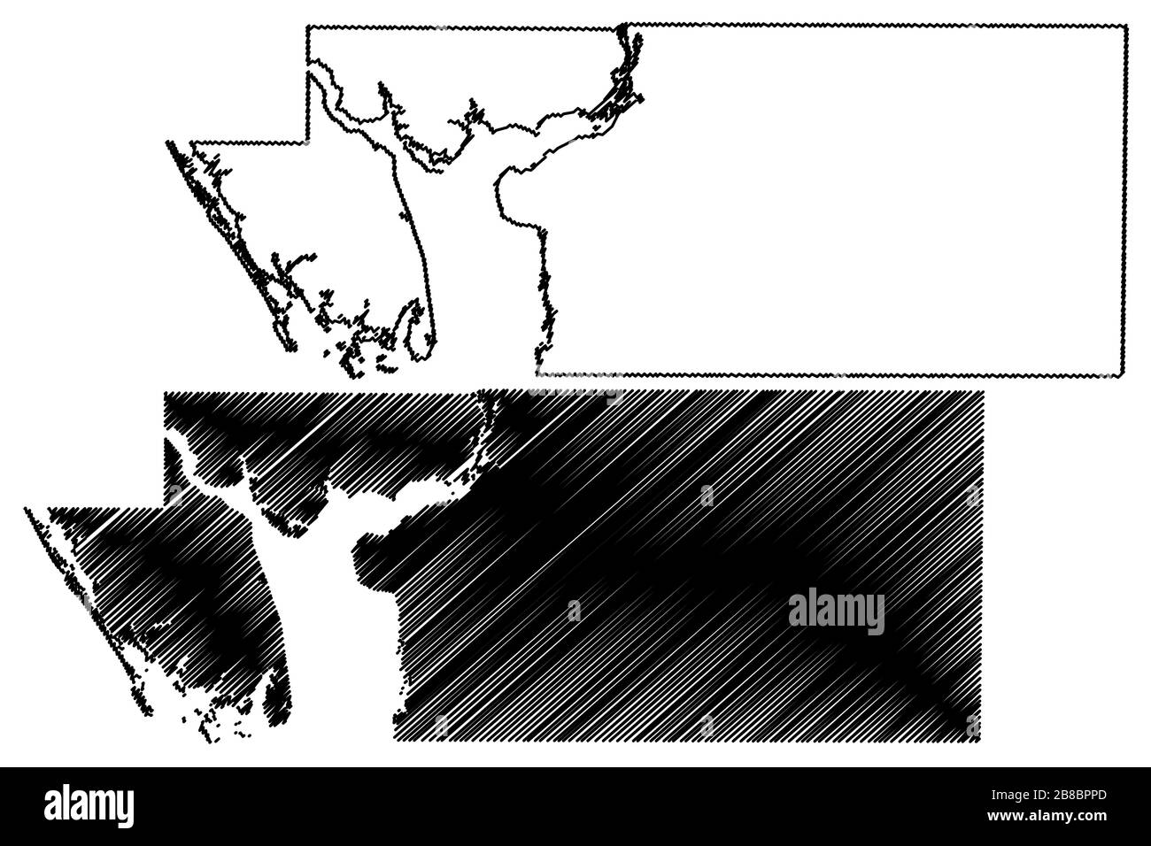 Charlotte County, Florida (contea degli Stati Uniti, Stati Uniti d'America, Stati Uniti, Stati Uniti) mappa vettore illustrazione, tracciare uno schizzo Charlotte mappa Illustrazione Vettoriale
