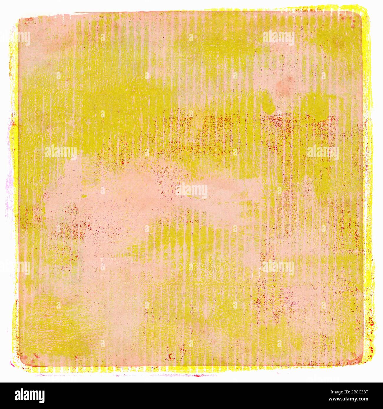 Arte digitale grunge effetto textured sfondo astratto in sfumature di verde rosa e giallo colori. Forma quadrata. Foto Stock